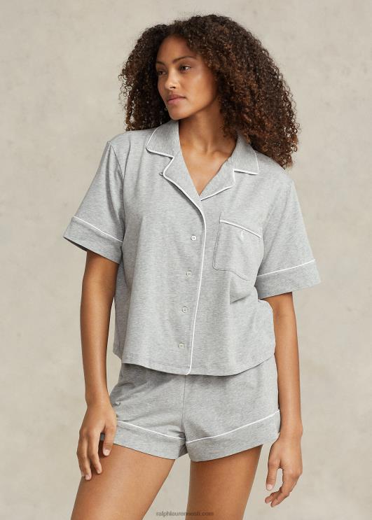 Ralph Lauren naised lühikeste varrukatega jersey pidžaamakomplekt PR0V2894 kanarbikuhall