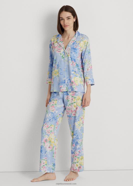 Ralph Lauren naised lilleline satiin magamiskomplekt PR0V4130 sinine lilleline