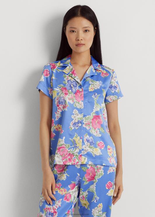 Ralph Lauren naised lilleline satiin magamiskomplekt PR0V9421 sinine lilleline