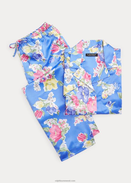 Ralph Lauren naised lilleline satiin magamiskomplekt PR0V9421 sinine lilleline