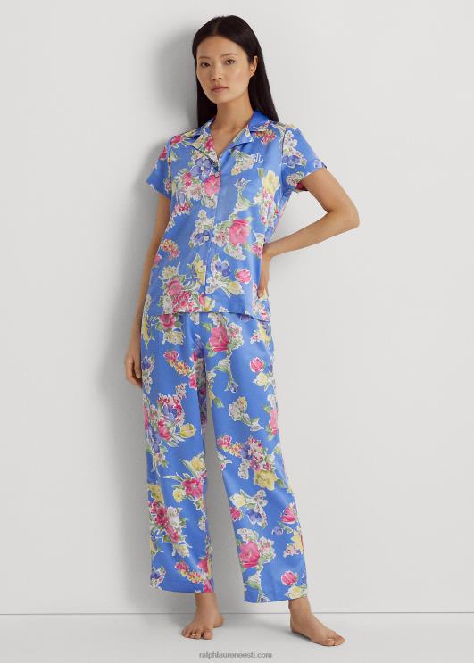 Ralph Lauren naised lilleline satiin magamiskomplekt PR0V9421 sinine lilleline