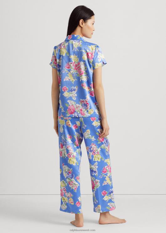 Ralph Lauren naised lilleline satiin magamiskomplekt PR0V9421 sinine lilleline