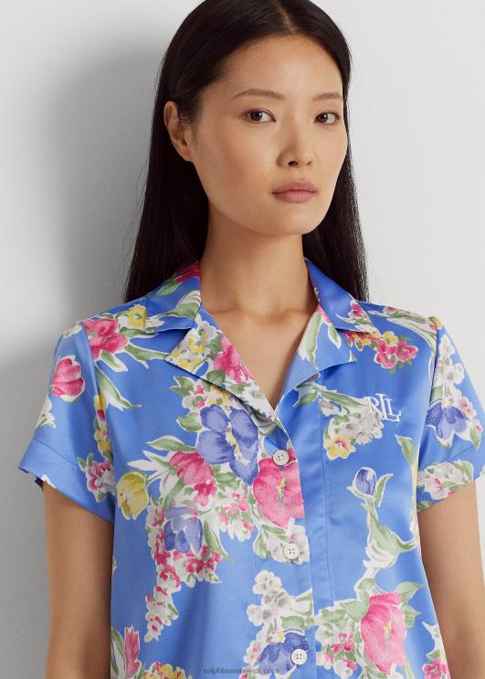 Ralph Lauren naised lilleline satiin magamiskomplekt PR0V9421 sinine lilleline