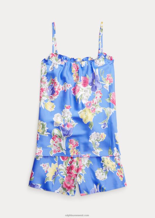 Ralph Lauren naised lilleline satiinist camisole pidžaamakomplekt PR0V3956 sinine lilleline