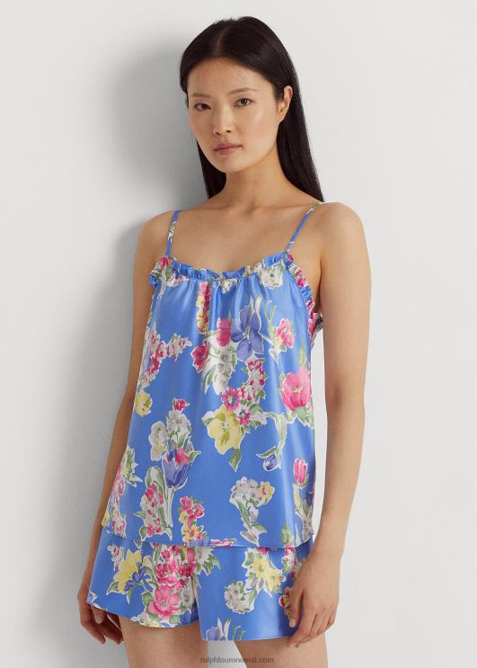 Ralph Lauren naised lilleline satiinist camisole pidžaamakomplekt PR0V3956 sinine lilleline