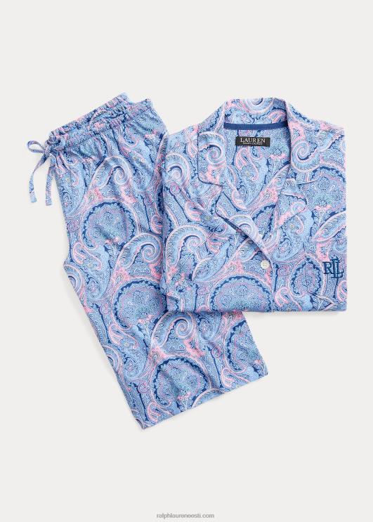 Ralph Lauren naised paisley puuvillasegune jersey magamiskomplekt PR0V3971 sinine paisley