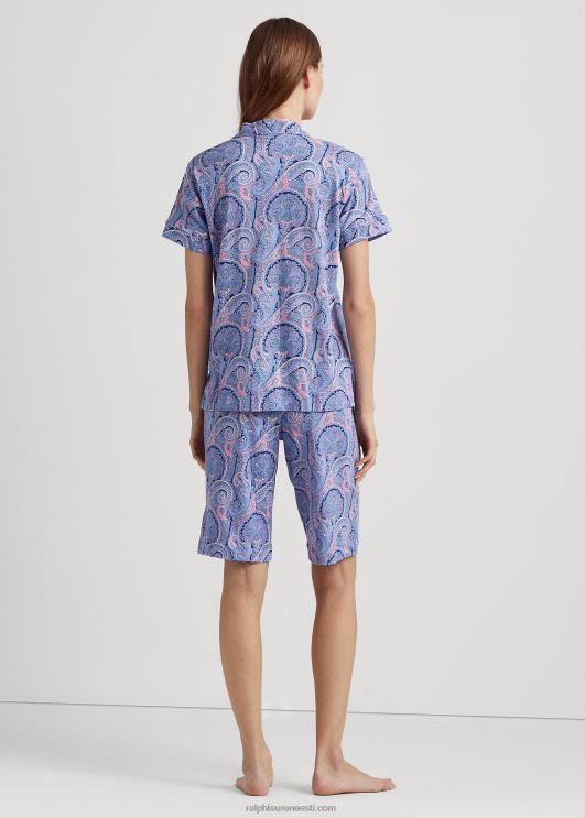 Ralph Lauren naised paisley puuvillasegune jersey magamiskomplekt PR0V3971 sinine paisley