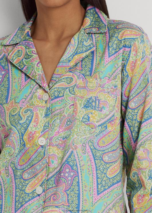 Ralph Lauren naised paisley satiin magamiskomplekt PR0V9580 mitme paisley