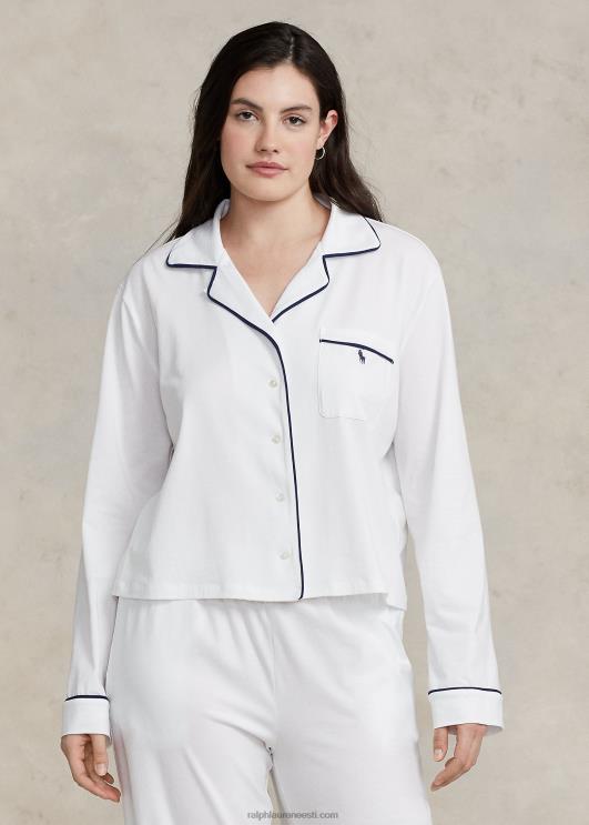 Ralph Lauren naised pikkade varrukatega jersey pidžaamakomplekt PR0V3014 valge pilv