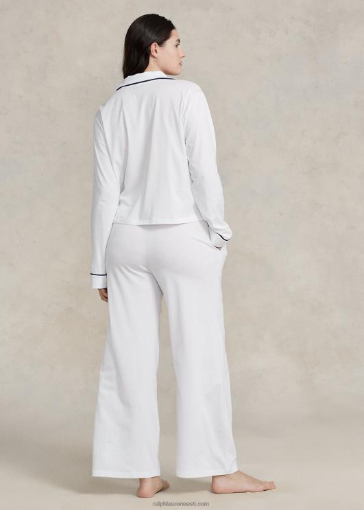 Ralph Lauren naised pikkade varrukatega jersey pidžaamakomplekt PR0V3014 valge pilv