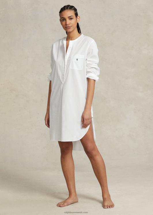 Ralph Lauren naised popliinist magamissärk PR0V3010 valge pilv