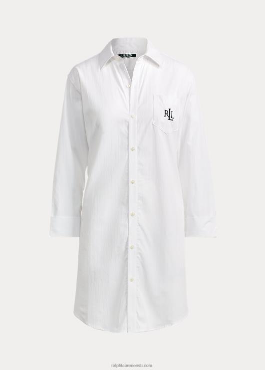 Ralph Lauren naised puuvillane Dobby pidžaamasärk PR0V4260 valge