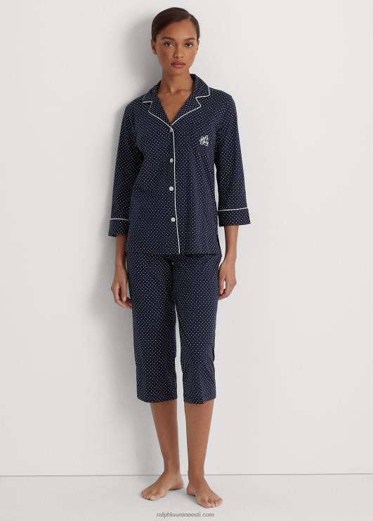 Ralph Lauren naised puuvillane capri magamiskomplekt PR0V4242 merevägi