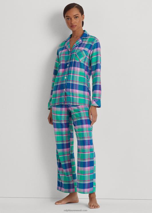 Ralph Lauren naised ruuduline harjatud toimse magamiskomplekt PR0V4861 sinine pleed