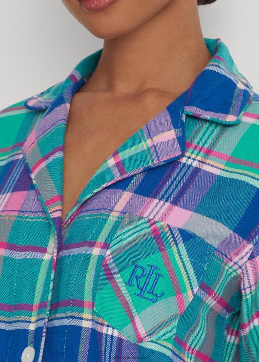 Ralph Lauren naised ruuduline harjatud toimse magamiskomplekt PR0V4861 sinine pleed