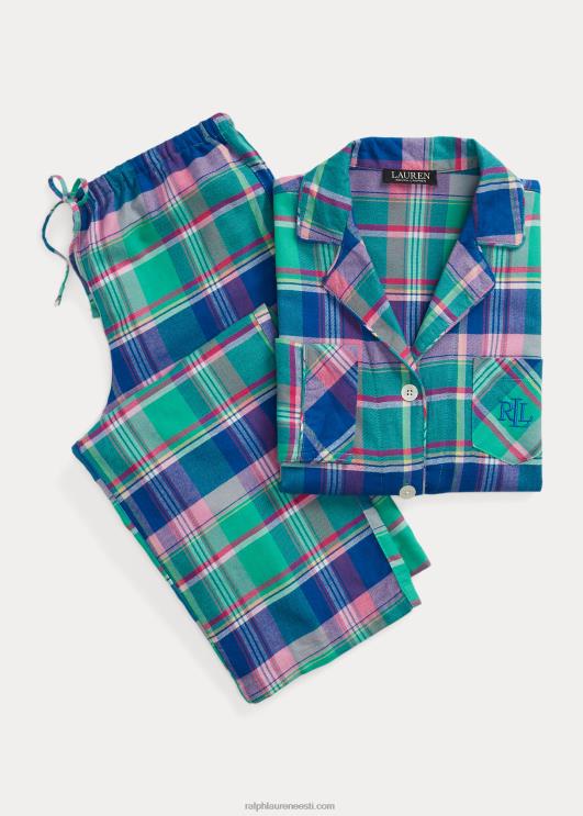 Ralph Lauren naised ruuduline harjatud toimse magamiskomplekt PR0V9578 sinine pleed