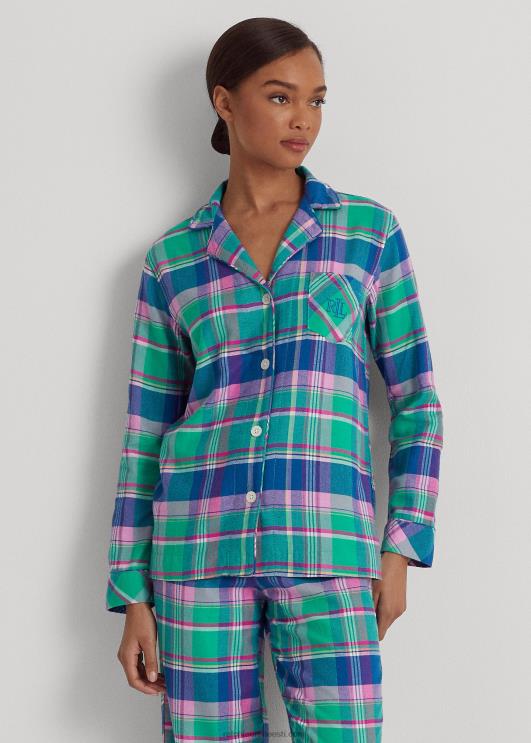 Ralph Lauren naised ruuduline harjatud toimse magamiskomplekt PR0V9578 sinine pleed