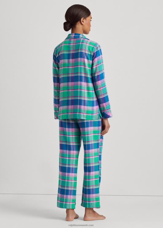 Ralph Lauren naised ruuduline harjatud toimse magamiskomplekt PR0V9578 sinine pleed