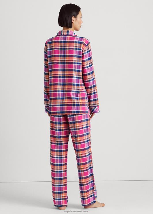 Ralph Lauren naised ruuduline harjatud toimse magamiskomplekt PR0V9584 roosa pleed