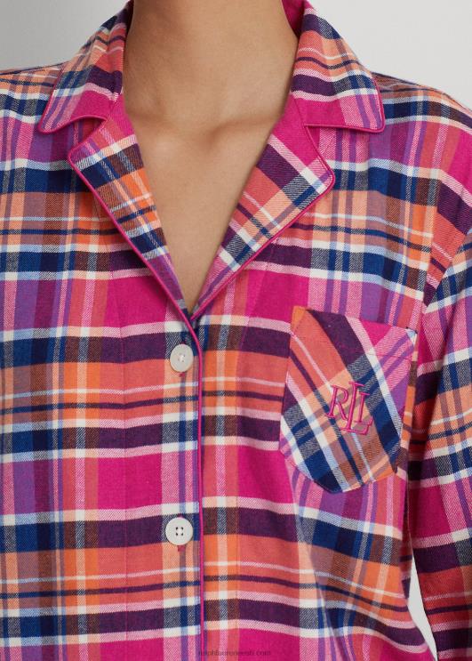 Ralph Lauren naised ruuduline harjatud toimse magamiskomplekt PR0V9584 roosa pleed