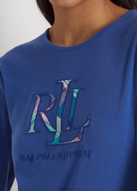 Ralph Lauren naised ruuduline pikkade varrukatega pidžaamakomplekt PR0V9576 sinine pleed