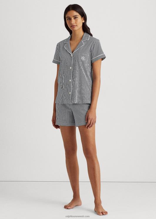 Ralph Lauren naised triibuline bokseri pidžaama komplekt PR0V4218 mereväe/valge triip