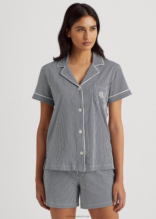 Ralph Lauren naised triibuline bokseri pidžaama komplekt PR0V4218 mereväe/valge triip