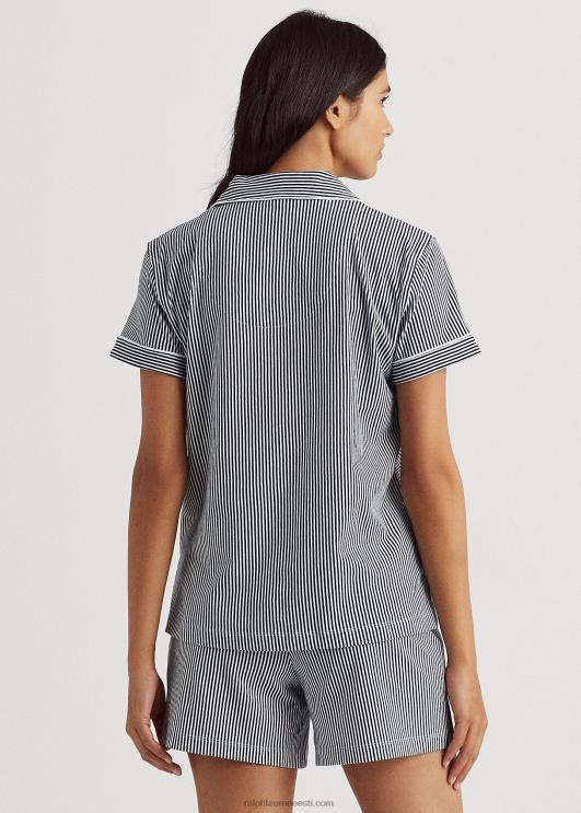 Ralph Lauren naised triibuline bokseri pidžaama komplekt PR0V4218 mereväe/valge triip