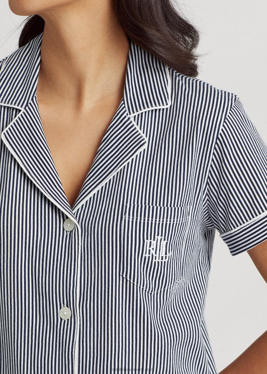 Ralph Lauren naised triibuline bokseri pidžaama komplekt PR0V4218 mereväe/valge triip