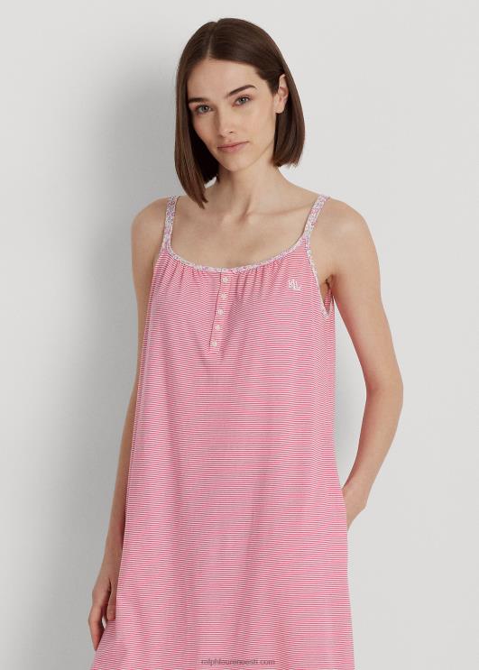 Ralph Lauren naised triibuline jersey balleti öösärk PR0V4134 roosa triip