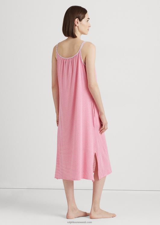 Ralph Lauren naised triibuline jersey balleti öösärk PR0V4134 roosa triip