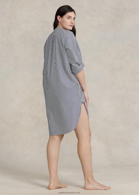 Ralph Lauren naised triibuline popliinist magamissärk PR0V3017 mereväe triibud