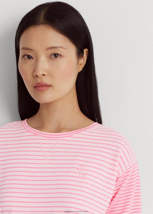 Ralph Lauren naised triibuline prantsuse froteebokseri pidžaamakomplekt PR0V9445 roosa triip