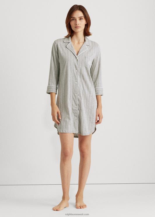 Ralph Lauren naised triibuline puuvillane magamissärk PR0V4230 hall triip