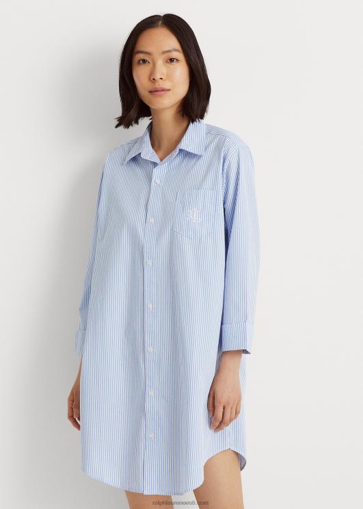 Ralph Lauren naised triibuline puuvillane magamissärk PR0V4259 helesinine triip