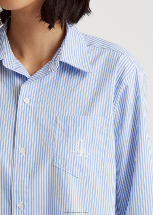 Ralph Lauren naised triibuline puuvillane magamissärk PR0V4259 helesinine triip