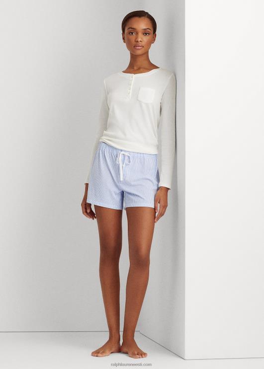 Ralph Lauren naised triibuline puuvillasegune magama lühike PR0V4221 sinine triip