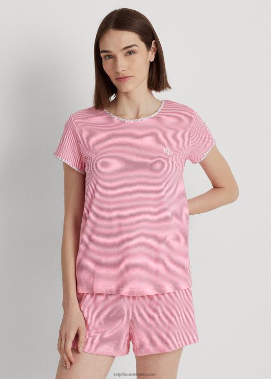 Ralph Lauren naised triibuline trikoo bokseri pidžaama komplekt PR0V4132 roosa triip