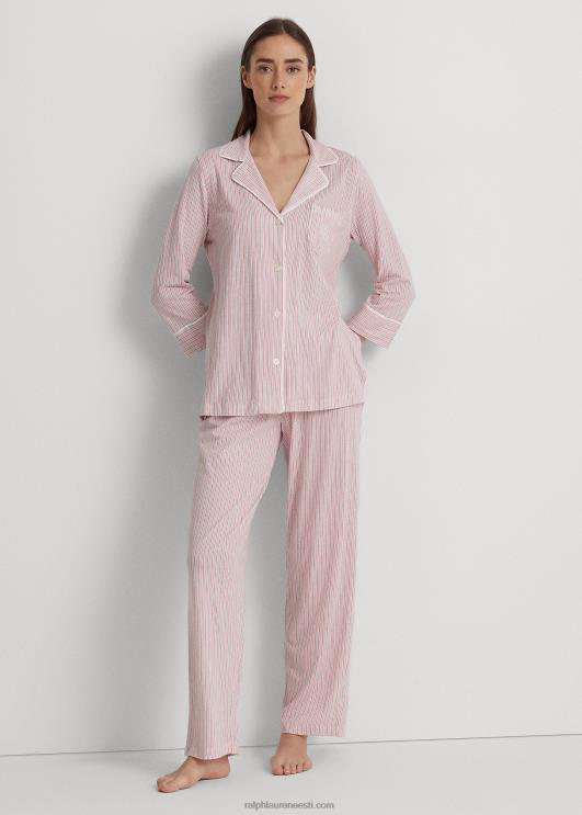 Ralph Lauren naised triibuline trikoo magamiskomplekt PR0V4148 roosa triip
