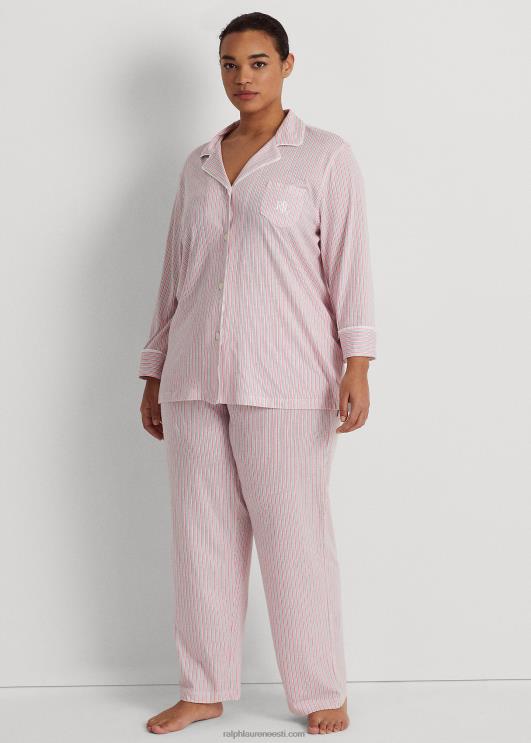 Ralph Lauren naised triibuline trikoo magamiskomplekt PR0V4712 roosa triip