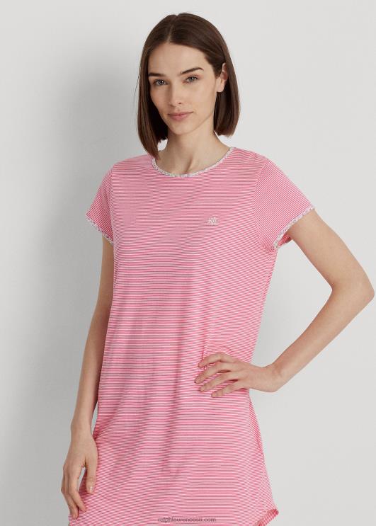 Ralph Lauren naised triibuline trikoo unine tee PR0V4135 roosa triip