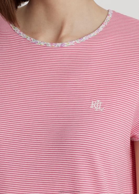 Ralph Lauren naised triibuline trikoo unine tee PR0V4135 roosa triip