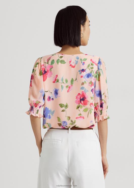 Ralph Lauren naised lilleline kortsus georgette pluus PR0V4377 roosa multi