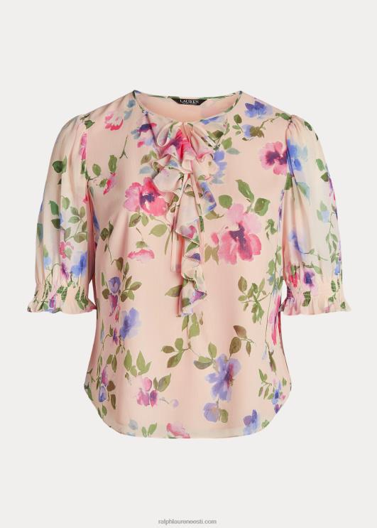 Ralph Lauren naised lilleline kortsus georgette pluus PR0V4697 roosa multi