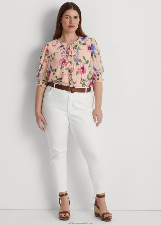 Ralph Lauren naised lilleline kortsus georgette pluus PR0V4697 roosa multi