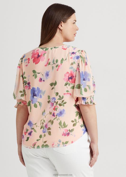 Ralph Lauren naised lilleline kortsus georgette pluus PR0V4697 roosa multi