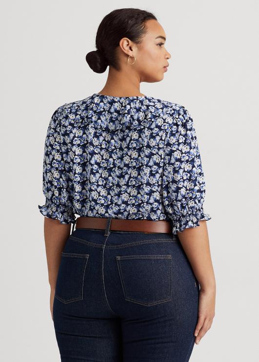 Ralph Lauren naised lilleline krepppluus PR0V4666 sinine multi