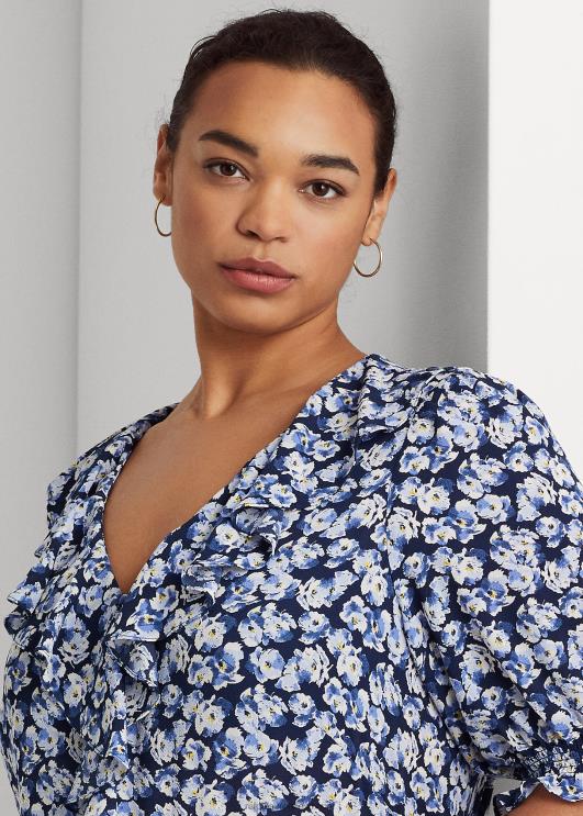 Ralph Lauren naised lilleline krepppluus PR0V4666 sinine multi