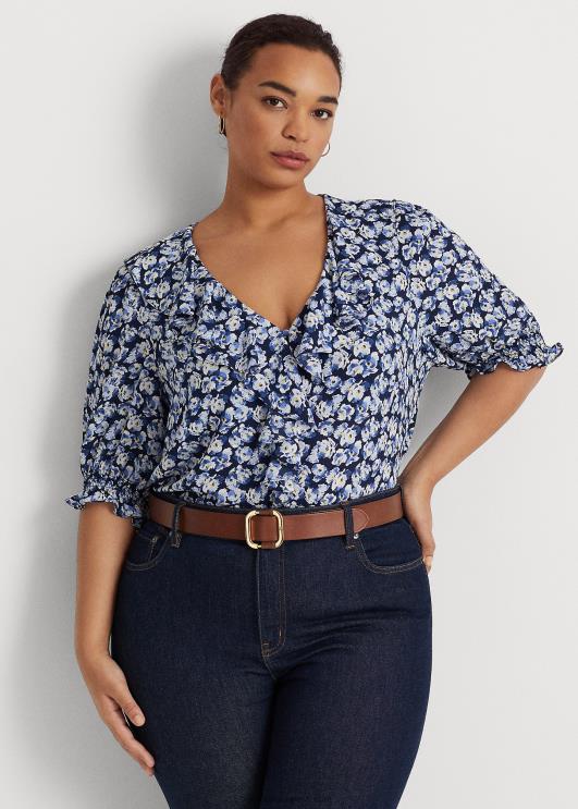 Ralph Lauren naised lilleline krepppluus PR0V4666 sinine multi