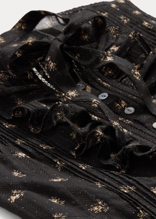 Ralph Lauren naised lilleline puuvillane jacquard varrukateta pluus PR0V3629 must/kreem